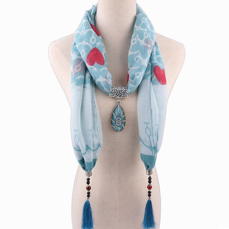 Women Fashion Ethnic Style Unique Color Blocking Tassel Pendant Scarf