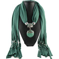 Fashion Round Resin Beads Pendant Women Solid Color Polyester Scarf