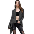 Women Casual Style Medium Length Solid Color Knitting Cardigan