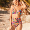 Fashion Sexy 2 Pieces Lace-up Design High-waisted Floral Print Swimsuit