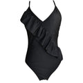 Classic Solid Color Design Women Summer Beach Flouncing Design One-piece Swimsuit