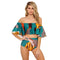 Fashion Multicolor Print Women Off-shoulder Design High-waisted Swimsuit