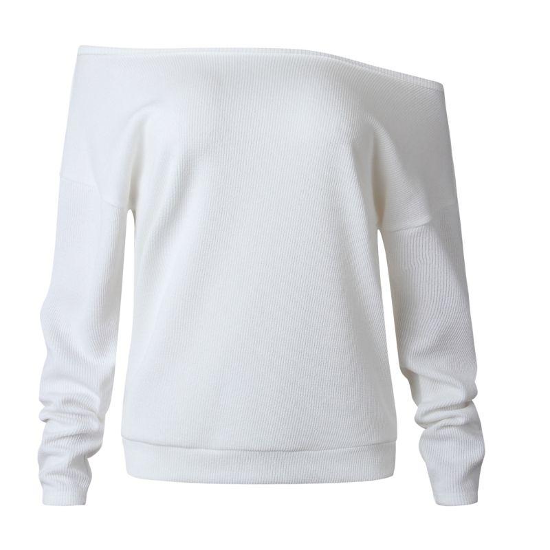 Women Sexy Off-shoulder Design Solid Color Bottoming Sweater