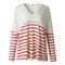 Casual Women Classic Stripes Design V Neck Loose Pattern Long Sleeves T-shirt