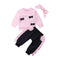 3 Pcs Set Cute Girls Bowknot Pattern Long Sleeves Tops And Pants And Headbands