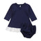 2 Pcs Set Girls Patchwork Round Neck Long Tops And Elastic Waist Shorts