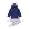 2 Pcs Set Babies Solid Color Bunny Ear Pattern Hoodies And Pants
