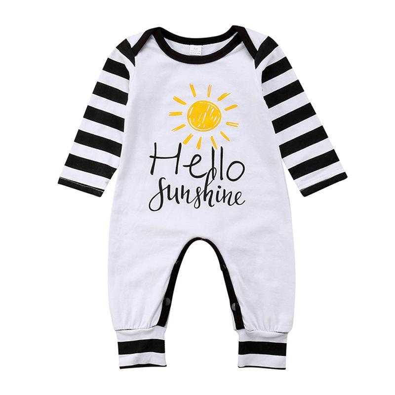 Casual Babies Cotton Long Sleeves Patchwork Sun Printed Romper