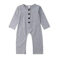 Babies Cotton Solid Color Button Design Romper