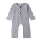 Babies Cotton Solid Color Button Design Romper