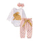 3 Pcs Set Baby Girls Cotton Bunny Printed Bodysuits And Dots Pants And Headband