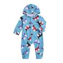 Babies Cotton Long Sleeves Fox Printed Button Design Hooded Jumpsuit