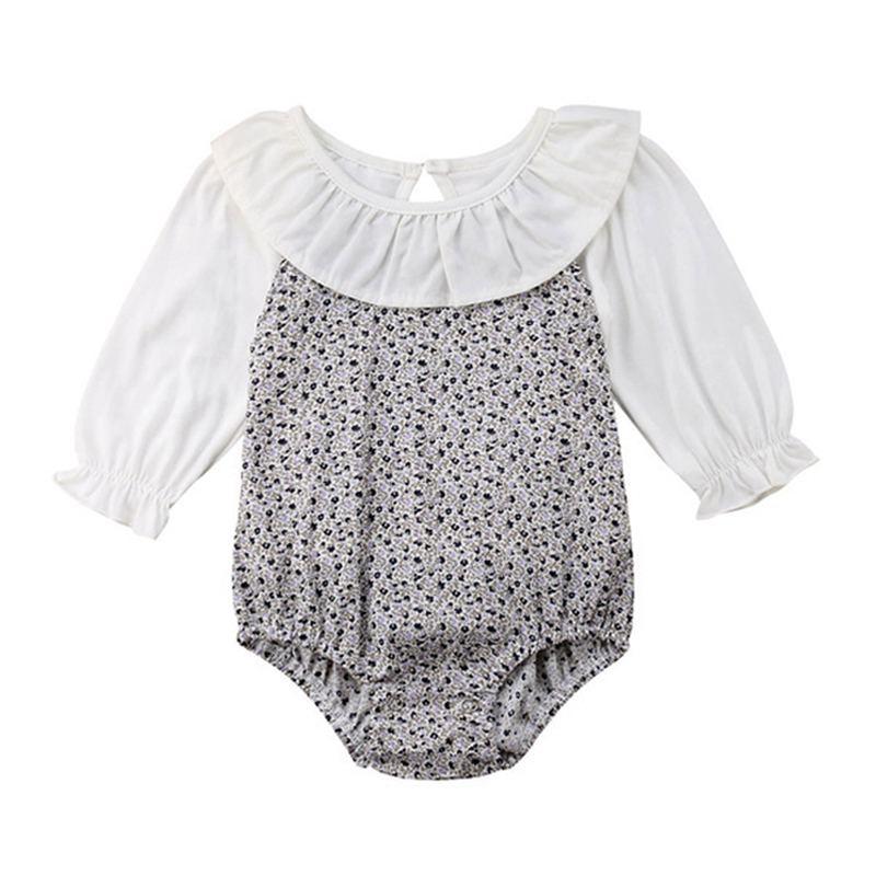 Baby Girls Cotton Patchwork Floral Printed Bodysuit