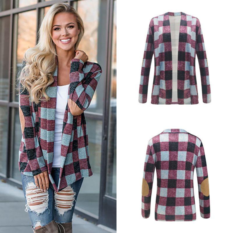 Women Casual Style Classic Plaid Print Autumn Winter Loose Coat