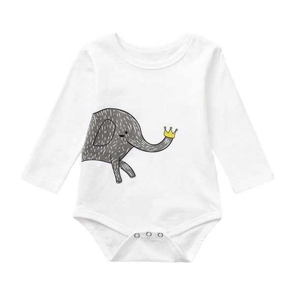 Babies Cotton Cute Elephant Printed Long Sleeves Bodysuit