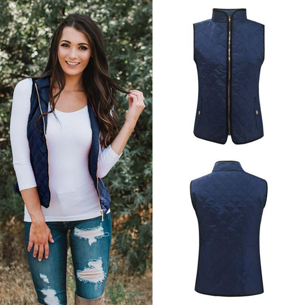 Women Classic Design Solid Color Winter Thickening Fleece Lined Vest