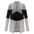 Women Fashion Irregular Design Classic Stripes Pattern Cardigan