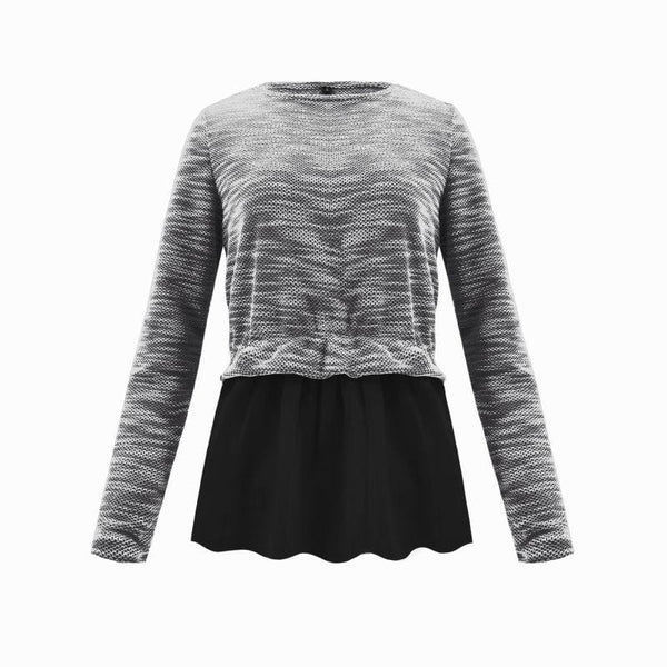 Women Casual Style Patchwork Knitting Bottoming Blouse