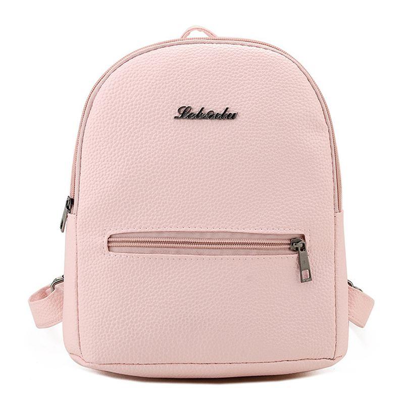 College Style Fashion School Girl Freshing Candy Color PU Backpack