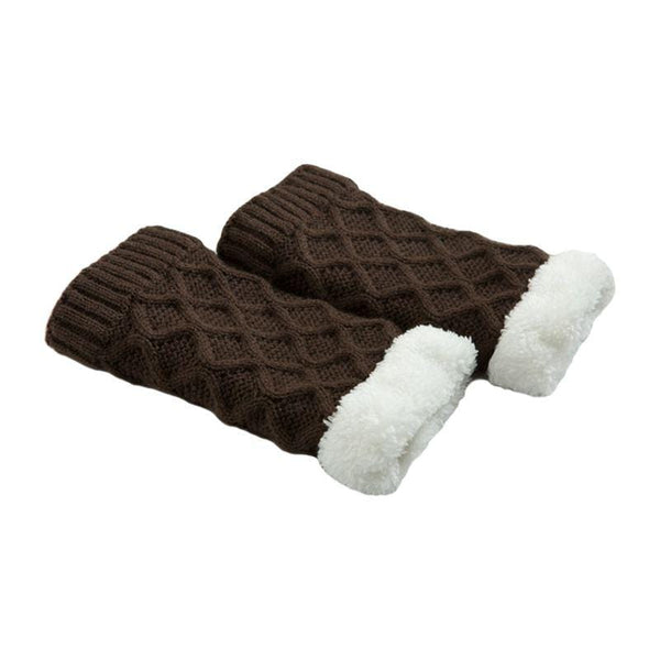 Winter Warm Shin Cover Handmade Knitted Grid Pattern Leg Warmers