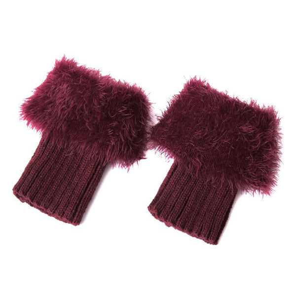 Fashion Warm Winter Faux Fur Solid Color Knitted Leg Warmers