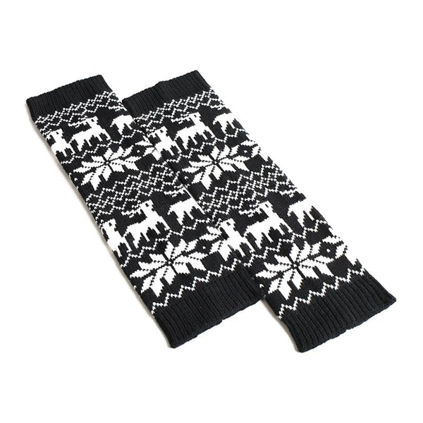 Christmas Fashion Snowflake Elk Pattern Unique Knitted Long Leg Warmers