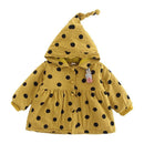 Casual Kids Cotton Dot Printed Long Sleeves Hooded Winter Coat