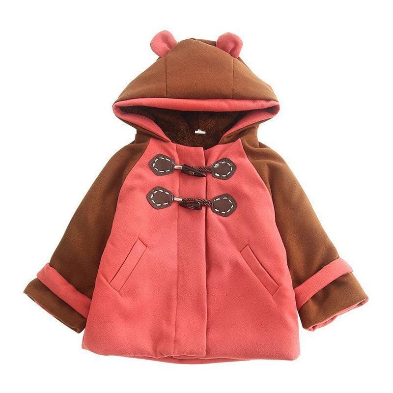 Winter Warm Girls Cute Cartoon Ear Pattern Patchwork Jacket Coat