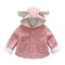 Girls Cotton Long Sleeves Cute Bunny Ear Pattern Suede Coat