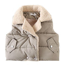 Kids Cotton Fleece Collar Double Breasted Warm Sleeveless Vest