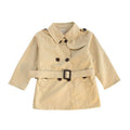 Fashion Girls Cotton Khaki Long Sleeves Button Belt Windbreaker