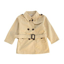 Fashion Girls Cotton Khaki Long Sleeves Button Belt Windbreaker