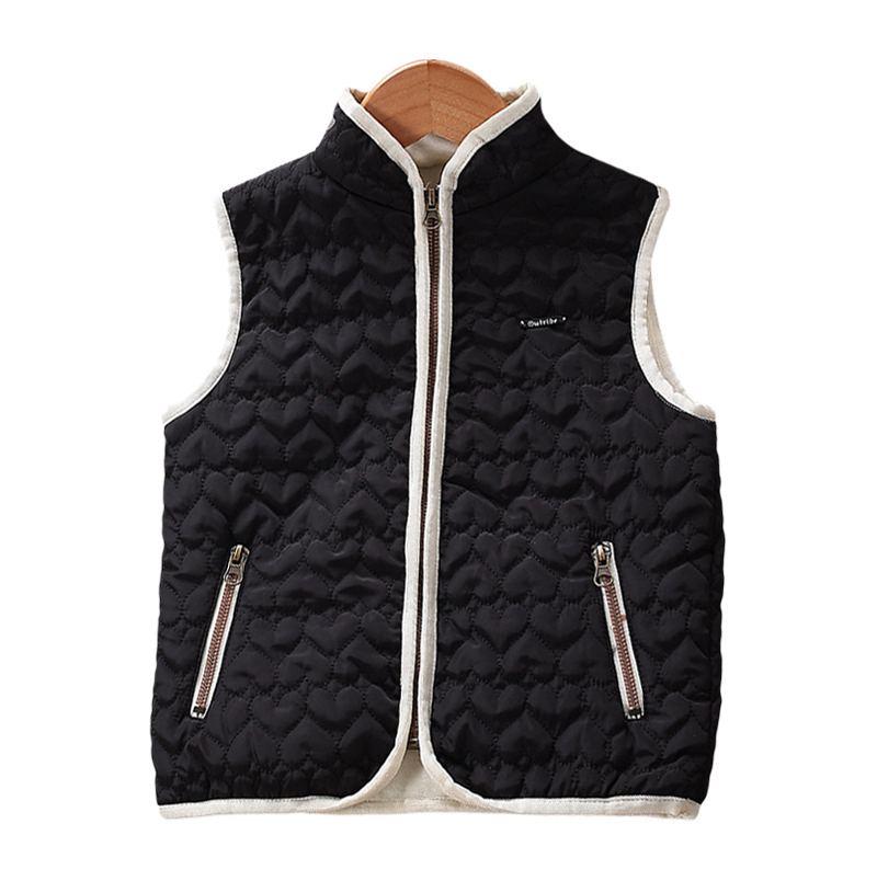 Kids Winter Cotton Hearts Pattern Zippers Sleeveless Vest