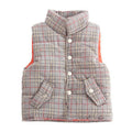Fashion Style Kids Cotton Plaid Printed Sleeveless Warm Vest