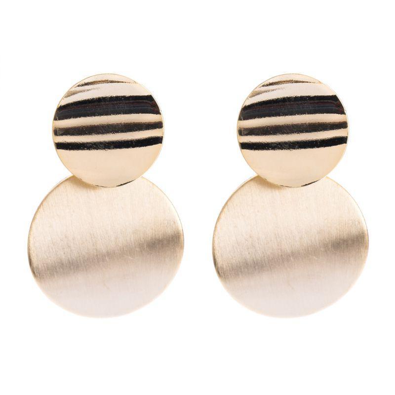 Women Geometric Oval Shape Fashion Plated Alloy Stud Earrings