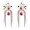 Women Exaggerated Luxury Colored Shiny Rhinestone Tassel Party Earrings