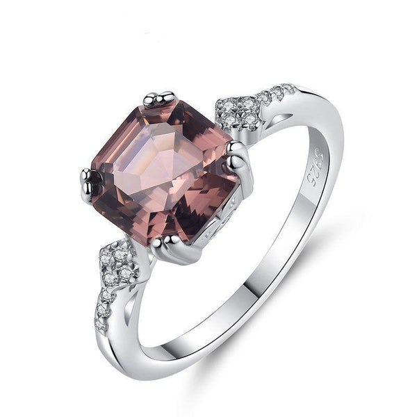 Fashion Colored Glass Gemstone 925 Silver Exquisite Ring
