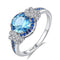 Fine Jewelry Women S925 Sterling Silver Blue Gemstone Ring