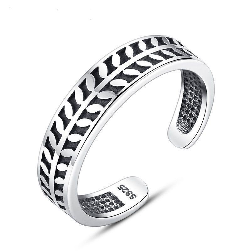Fashion Unique Carving Sterling Silver Women Adjustable Ring