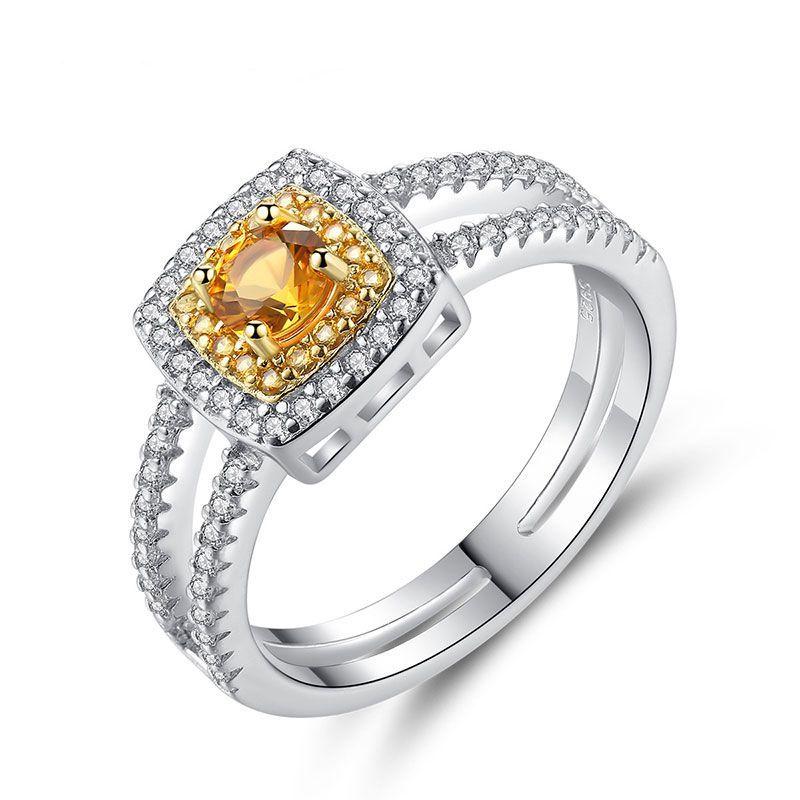 Fashion Square Shape Topaz Gemstone Luxury Sterling Silver Ring