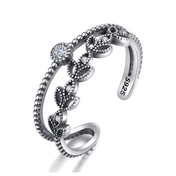 Fashion Women Vintage Style Antique Sterling Silver Adjustable Ring