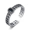 Women Fashion Hollow Carving Design Sterling Silver Adjustable Ring