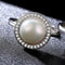 Luxury Sterling Silver Shiny Zircon Freshwater Pearl Adjustable Ring