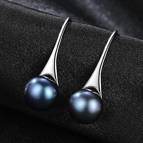 Natural 8-8.5mm Mabe Pearl Women Sterling Drop Earrings
