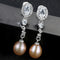 Luxury 3A Zircon Freshwater Oval Pearl Dangle Silver Earrings