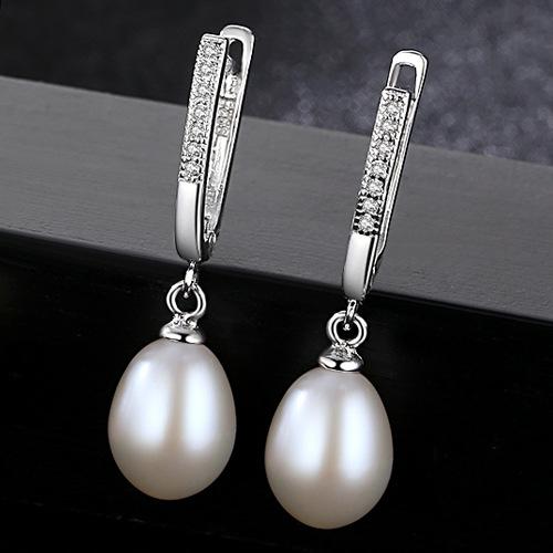 8-9mm Natural Freshwater Pearl Luxury Sterling Silver Clip Earrings