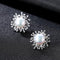 Elegant Women Snowflake Design Luxury 925 Silver Pearl Stud Earrings