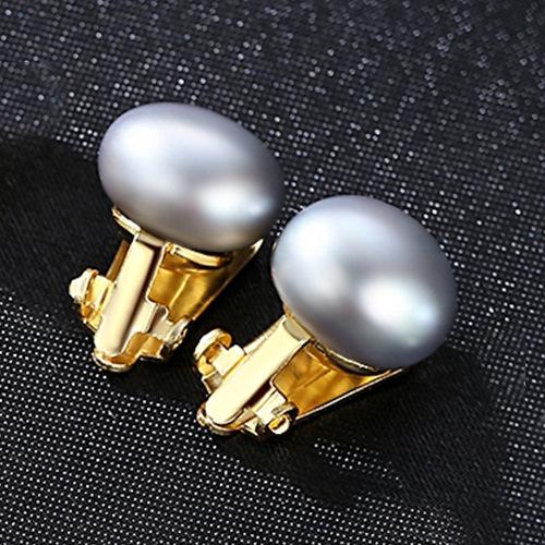 10-15mm Big Size Natural Mabe Pearl Women Sterling Silver Clip Earrings