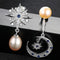 Creative Asymmetric Design Sterling Silver Star And Moon Pearl Earrings