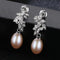 Fashion Leaves Design Luxury Sterling Silver Zircon Natural Pearl Earrings